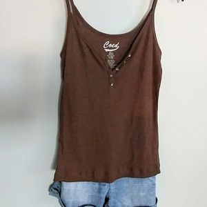 Coed Tops - 🌻Flirty Brown Tank with Bling🌻 Coed Tops - 🌻Flirty Brown Tank with Bling🌻